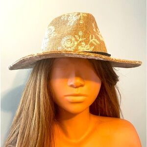 Zara Linen Feel Embroidered Fedora Style Hat